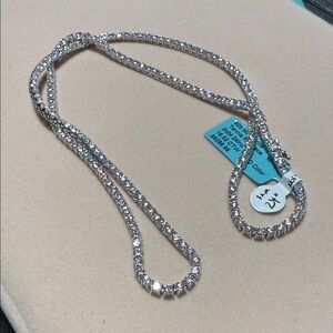 925 Silver Moissanite  Tennis chain 24” Necklace. Passes the diamond test.